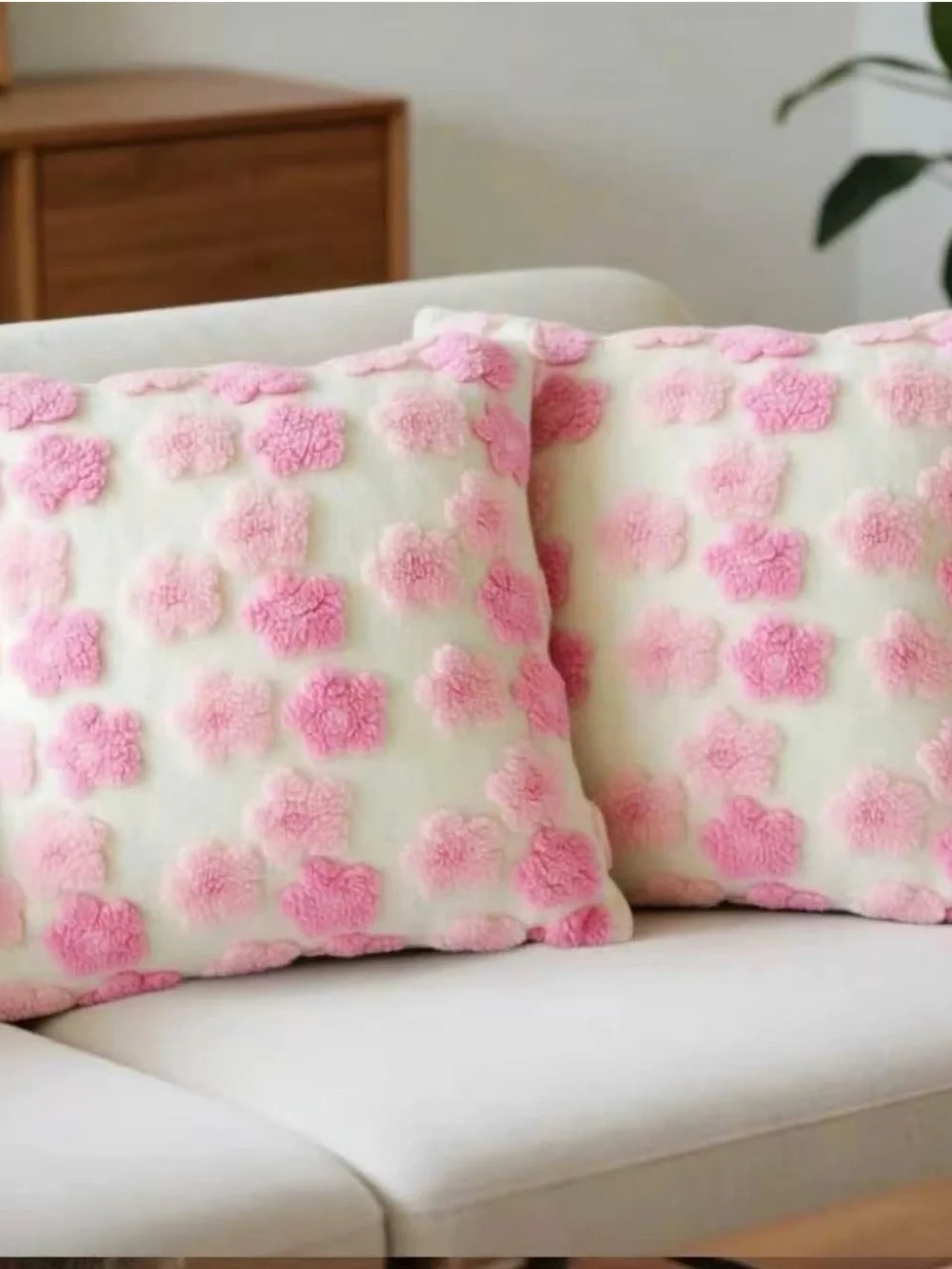 Plush Pink Floral Accent Pillow Set - Brand